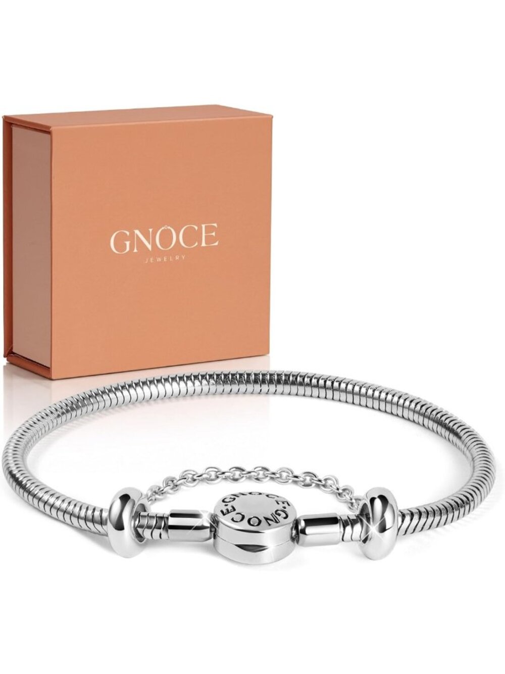 Chic Stainless Steel Snake Chain Charm Bracelet with Safety Clasp - Perfect Gift